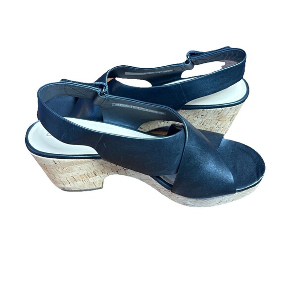 Clarks Maritsa Lara Wedge Sandal Women’s US Size 11 W Black Leather - Picture 6 of 14